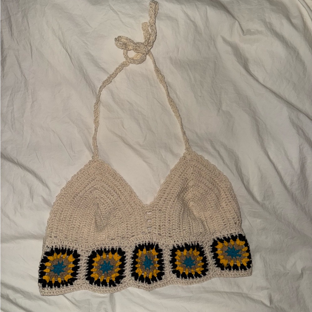 Crochet Halter Top with Sunflower Pattern